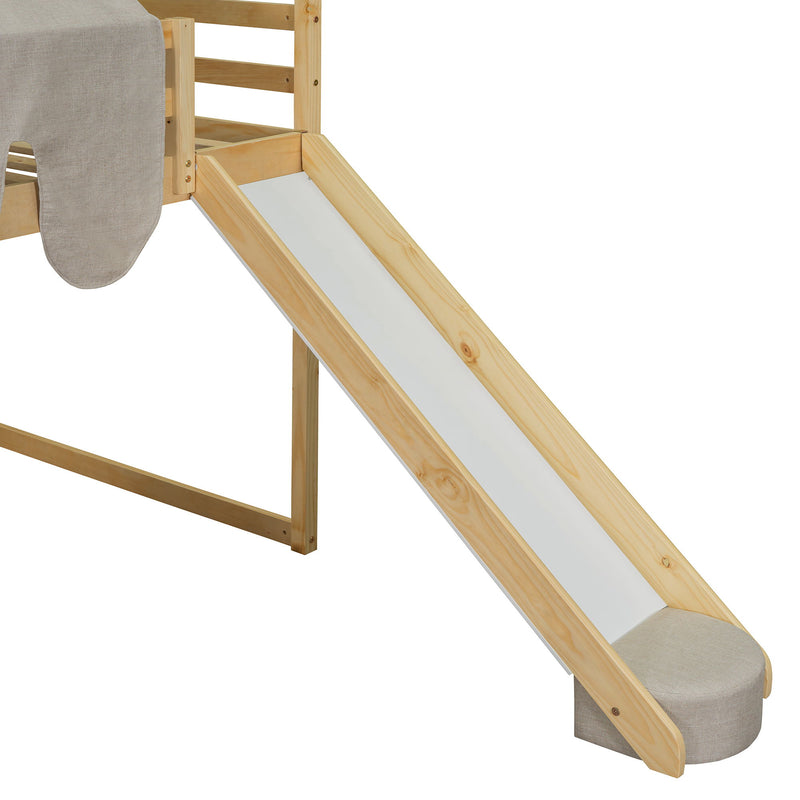 Loft Bed With House Shaped Frame And Tent