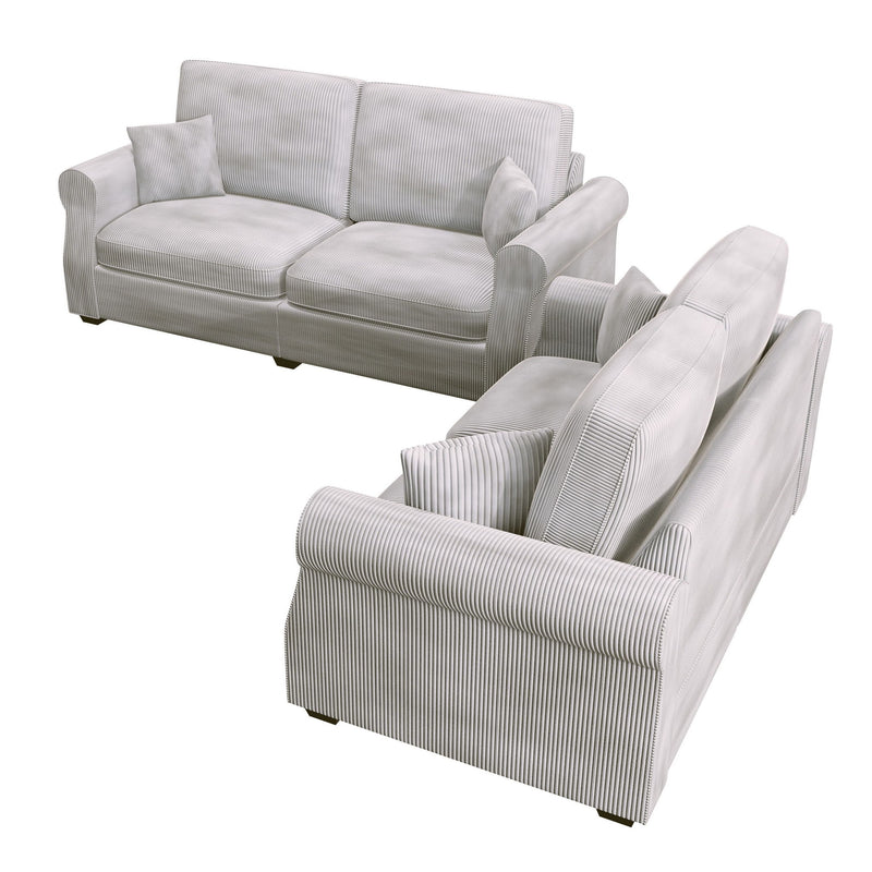 Contemporary 2 Piece Sofa Set With Matching Pillows