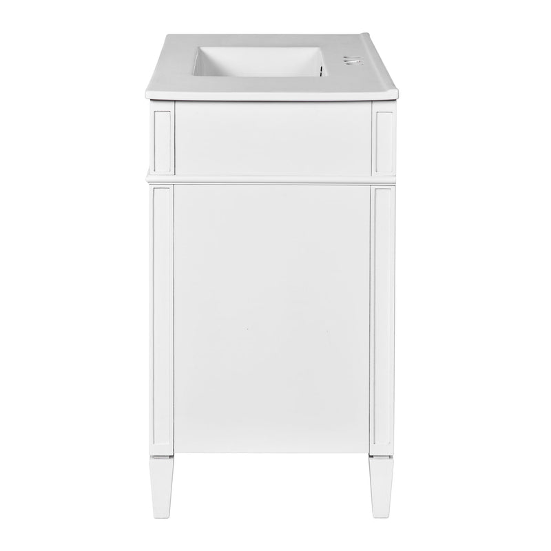 Bathroom Vanity With Mirror Cabinet, Single Sink With 2 Soft Closing Doors And 4 Drawers