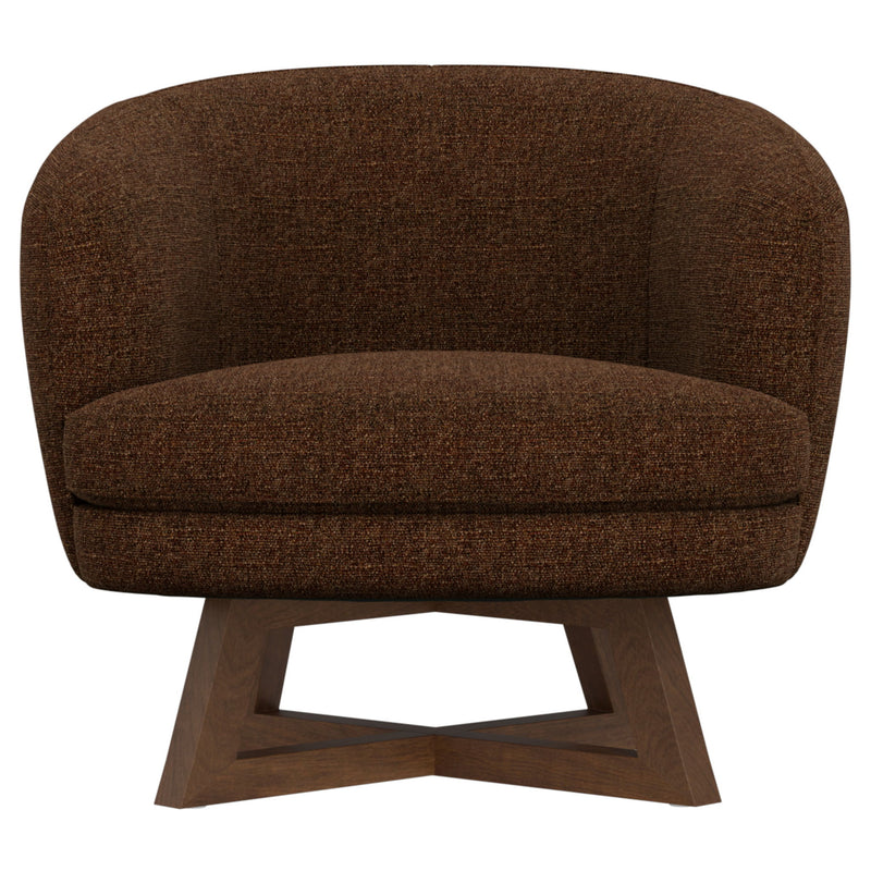 Swivel Accent Chair With Sculptural Base - Red