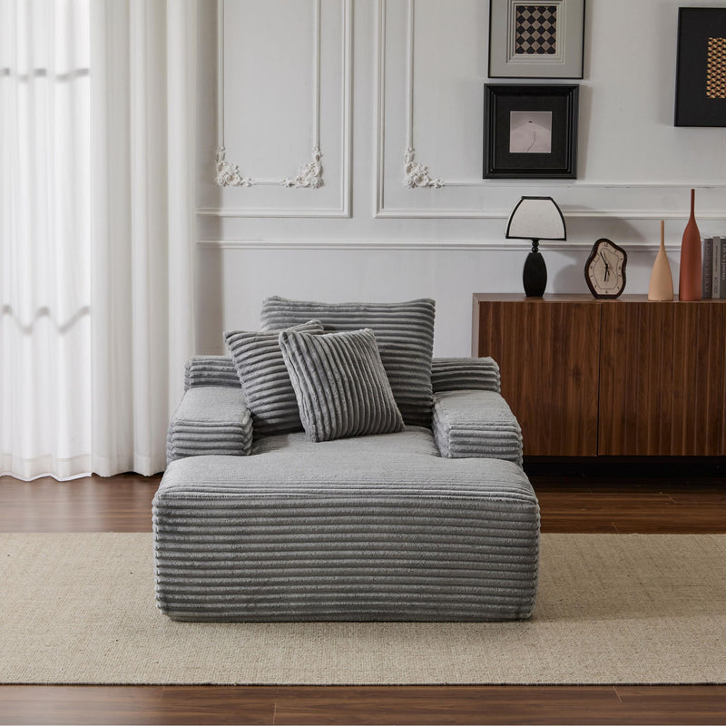 Oversized Chaise Lounge Chair Cozy Cloud Couch With 3 Throw Pillows And Wide Armrest