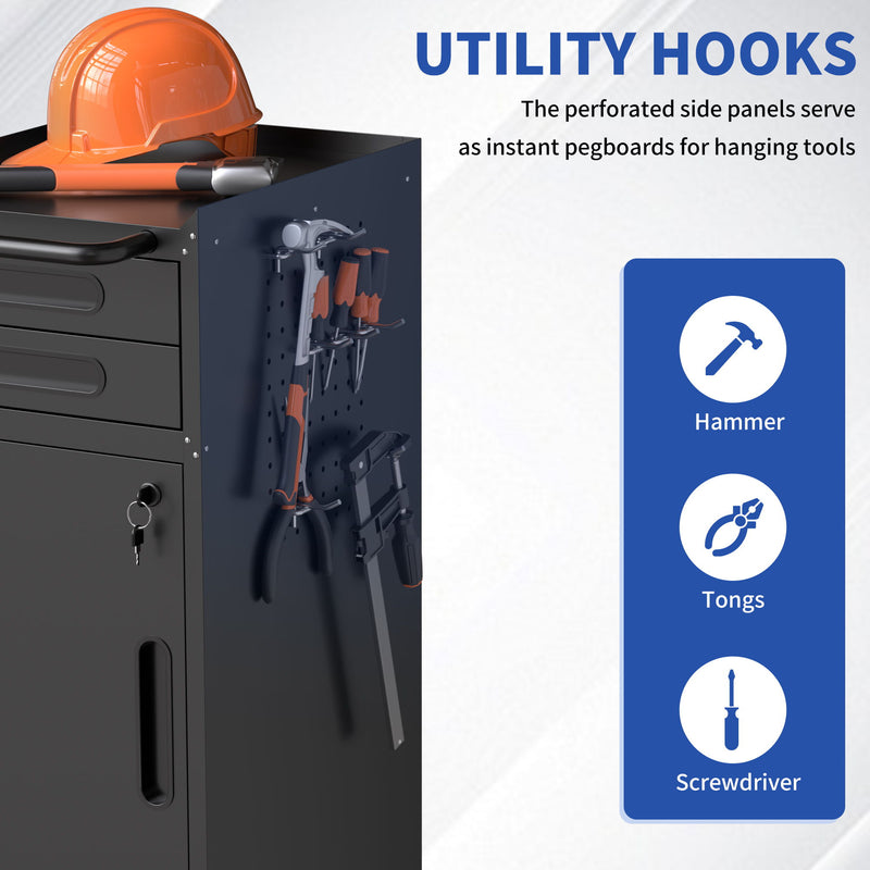 Rolling Tool Cabinet Heavy Duty Garage Storage With Lockable Doors