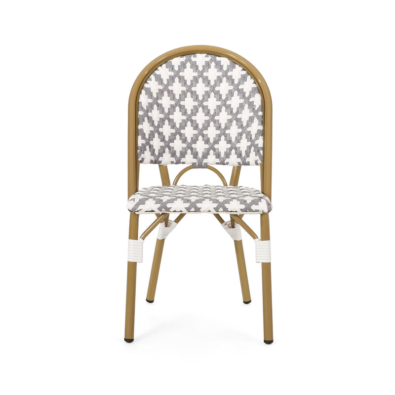 Chic French Bistro Chair With Durable Rattan And Aluminum Frame
