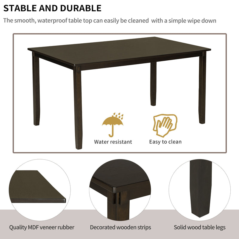 6 Piece Rectangular Dining Table Set With 4 Chairs And Bench