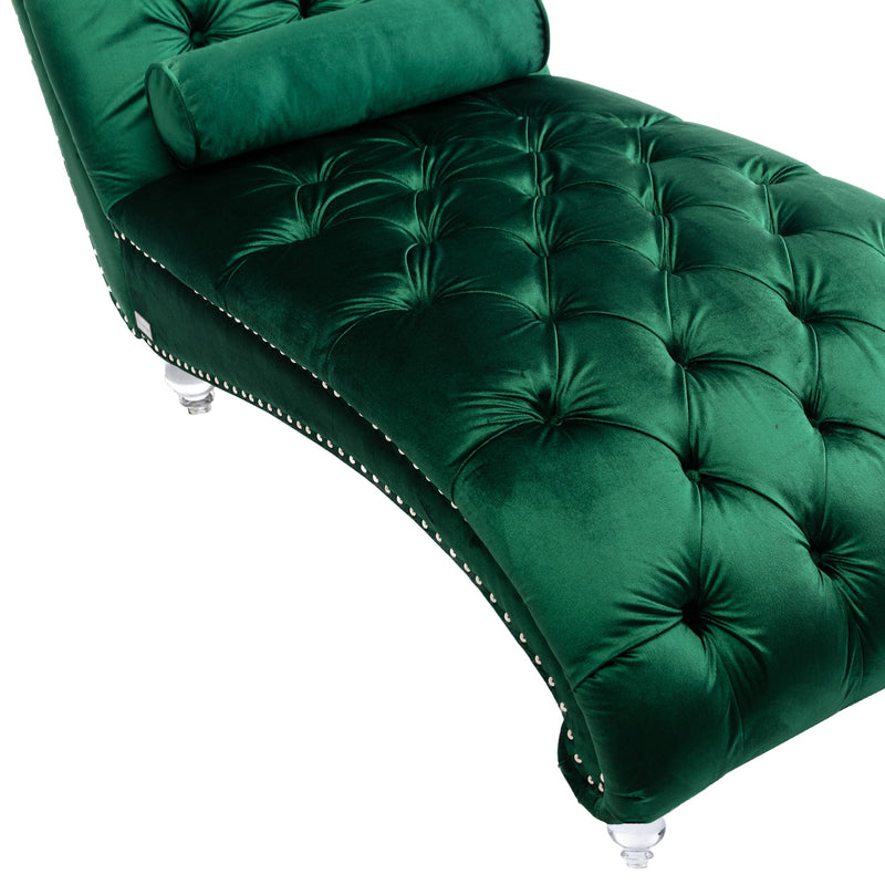 Chaise Lounge Indoor, Button Tufted Upholstered Chaise Lounge Chair With Pillow
