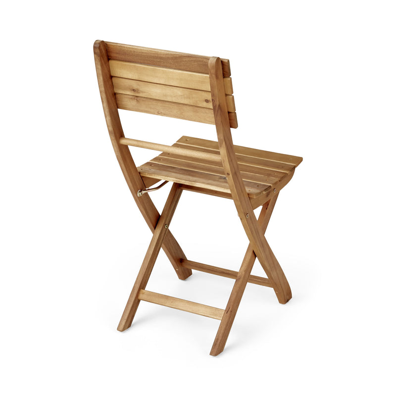 Outdoor Foldable Wood Dining Chair With Slat Design (Set of 2)