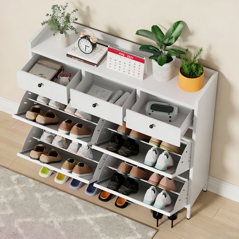 Shoe Cabinet With Flip Drawers