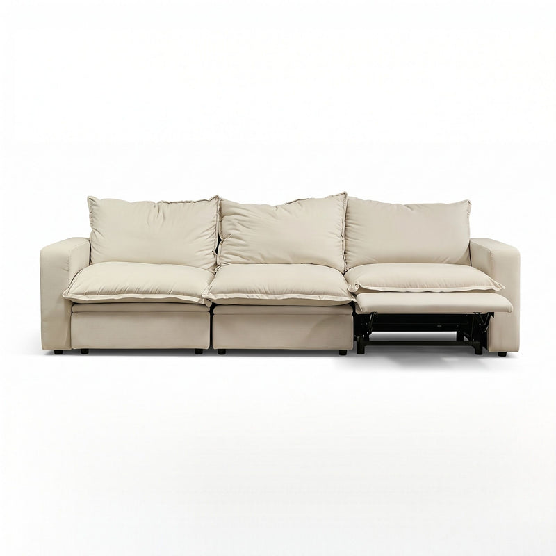 Plush Pillow Top Reclining Sofa, 3 Seat - Cream Beige
