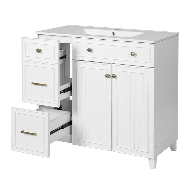 Bathroom Vanity With Sink, Soft Close Doors, Adjustable Shelves