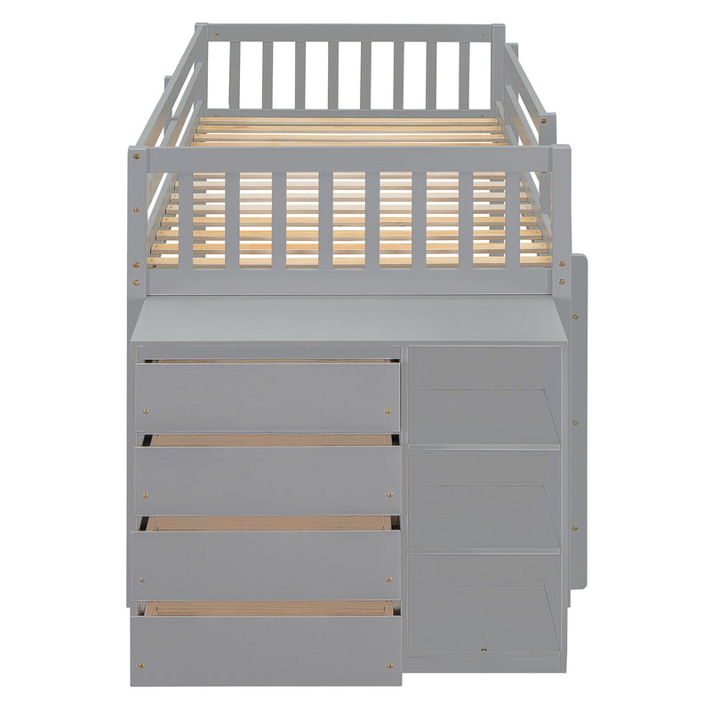 Bunk Bed With 4 Drawers And 3 Shelves