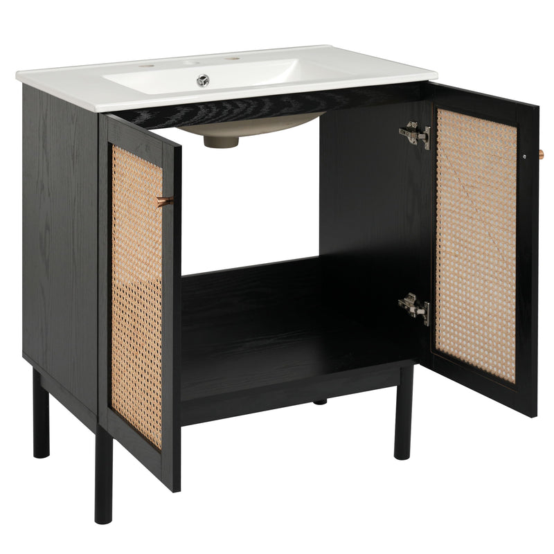Bathroom Vanity With Soft Closing Mechanism - Black