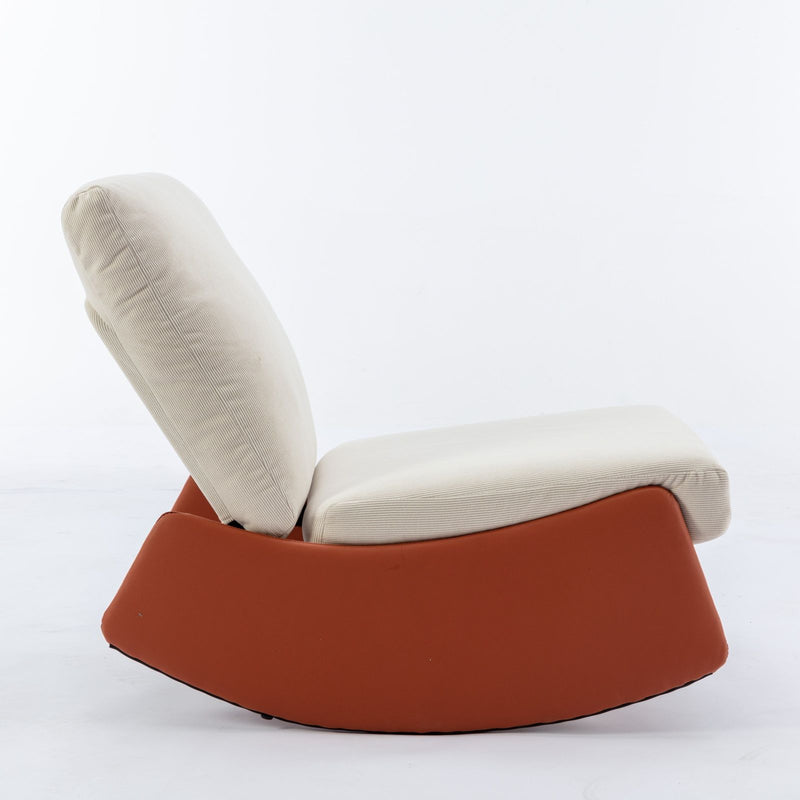 Modern Rocking Chair Recliner, Comfy Rocker Nursery Chair With Footrest, Accent Reading Chair, Upholstered Lounge Chair For Relaxing, Resting, Soft Padded Rocker For Indoor Living Room Bedroom - Orange