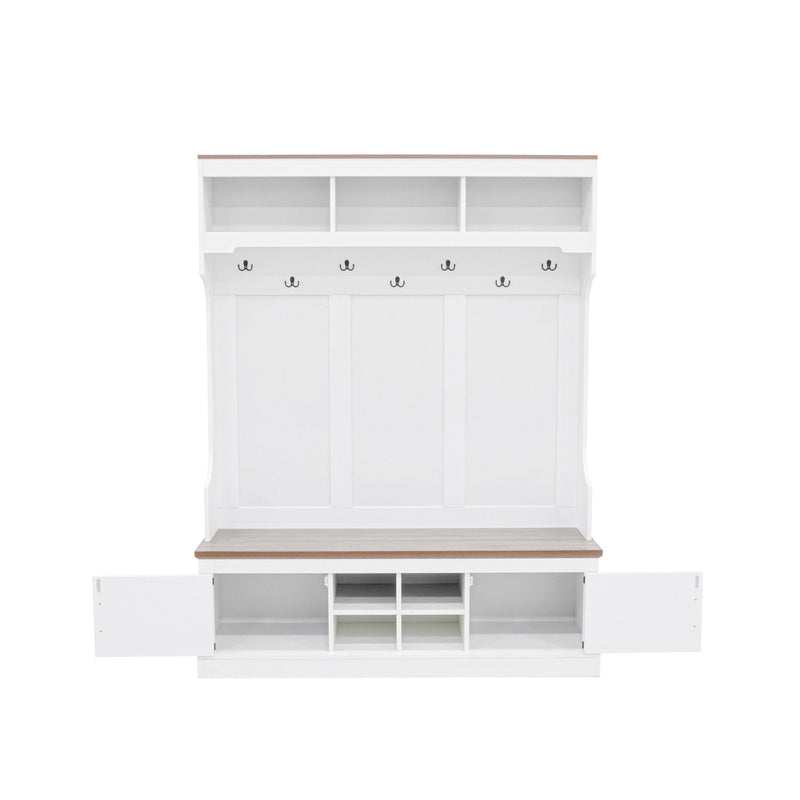 Farmhouse Hall Tree With Bench And Shoe Storage