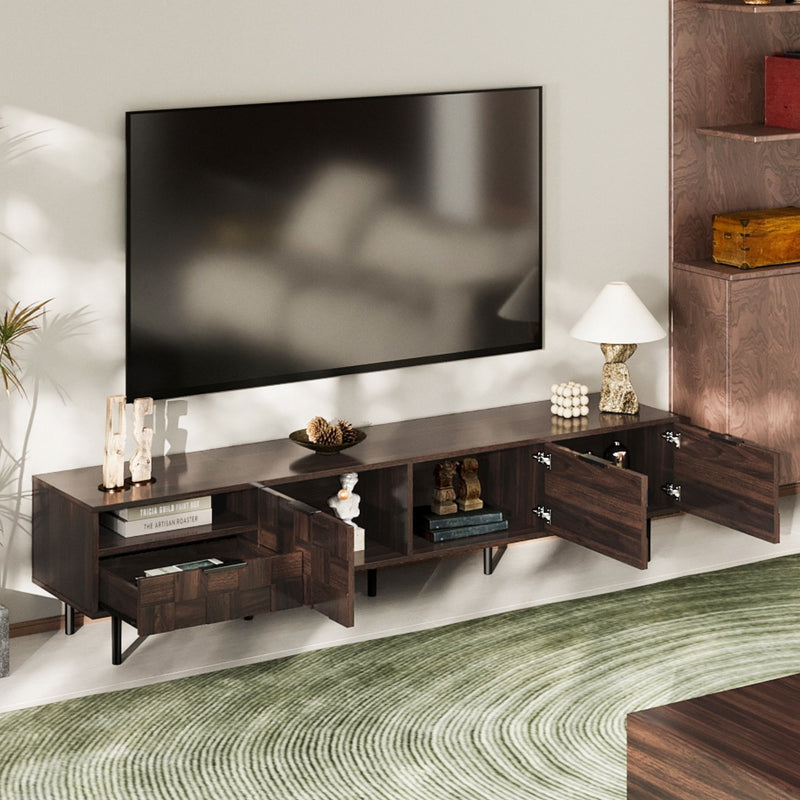 78" TV Stand With Storage Cabinets For Living Room - Walnut