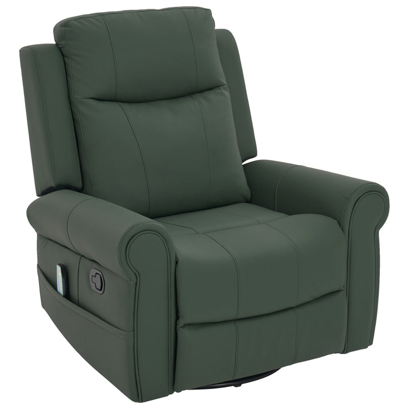 Manual Recliner Chair With 270 Degree Swivel, Massage & Heating, Dual Reclining Positions