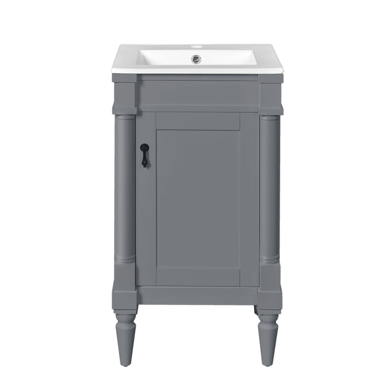 Bathroom Vanity With Sink, Storage Cabinet With Door, Drop In Sink, Compact Freestanding Design