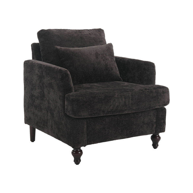 Modern Mid Century Wood Frame Armchair With Tufted Design