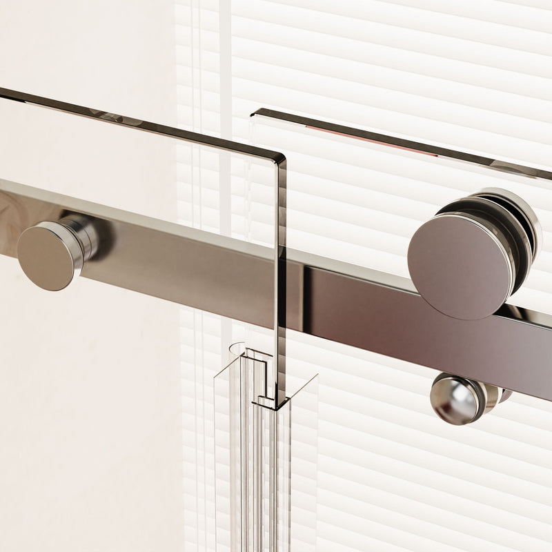 Frameless Single Sliding Shower Doors, 5 / 16" Sgcc Tempered Glass, Reversible Installation - Chrome