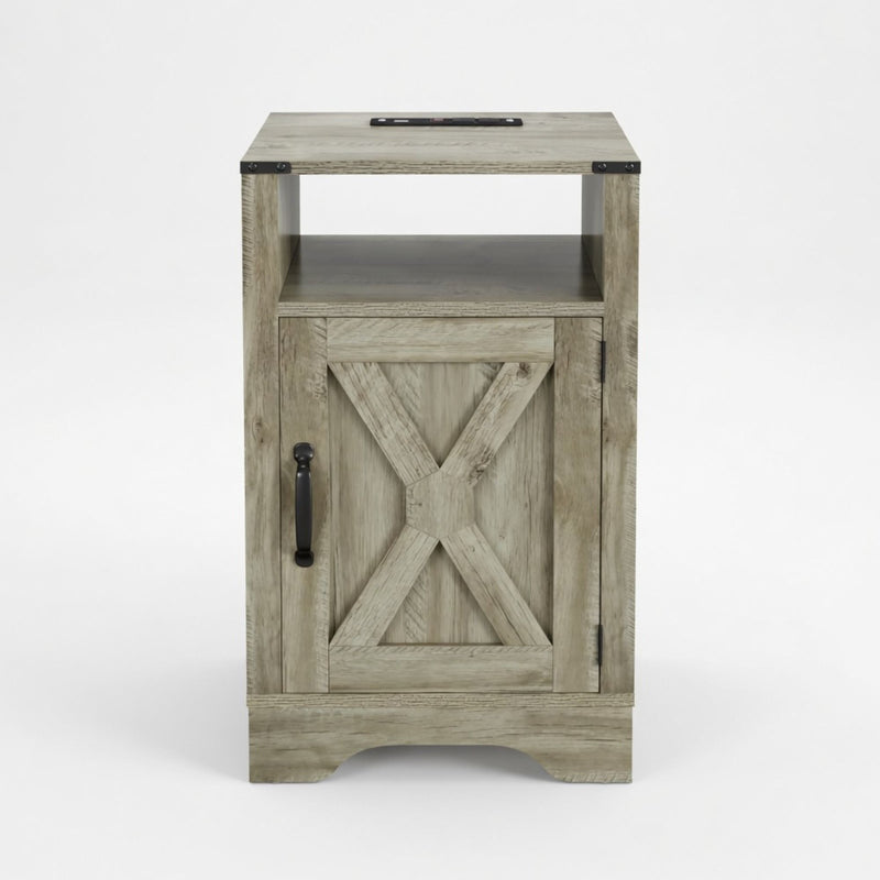Farmhouse Nightstand, Charging Station & Storage