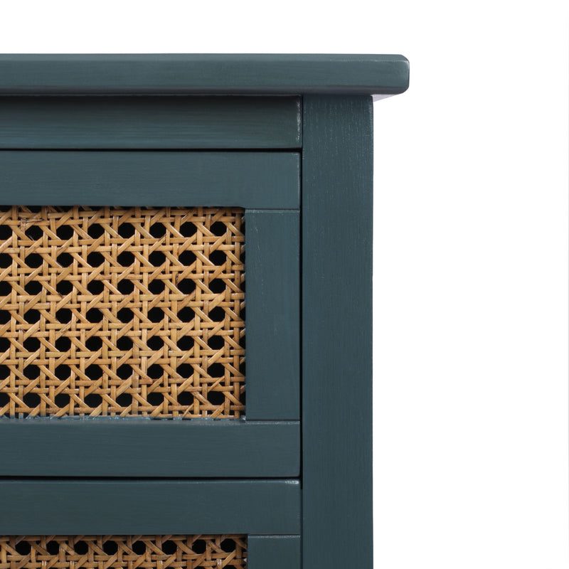 2 Drawer Side Table, Natural Rattan