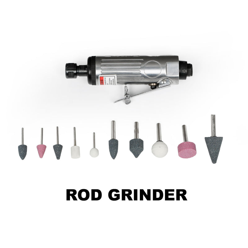 71 Piece Air Tool And Accessories Kit, Impact Wrench, Air Ratchet, Die Grinder, Aire Hammer, Hose Fittings, Storage Case - Black / Silver