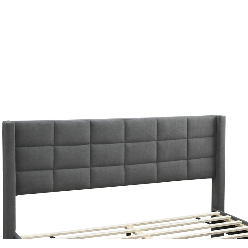 Full Size Bed Upholstered Box Headboard - Gray