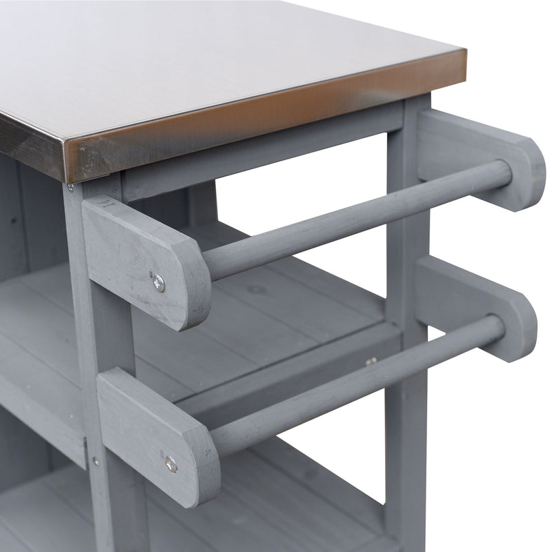 Foldable Outdoor Kitchen Island With Storage Cabinet