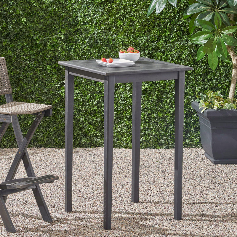 Outdoor Minimalist Acacia Wood Square Bar Table