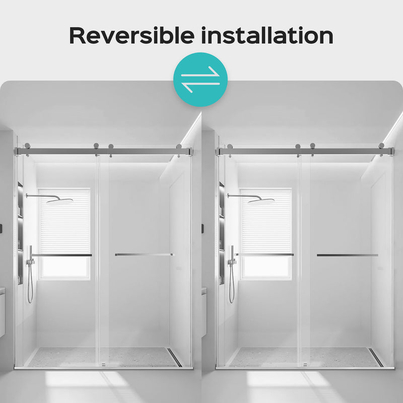 Frameless Double Sliding Shower Door - Chrome
