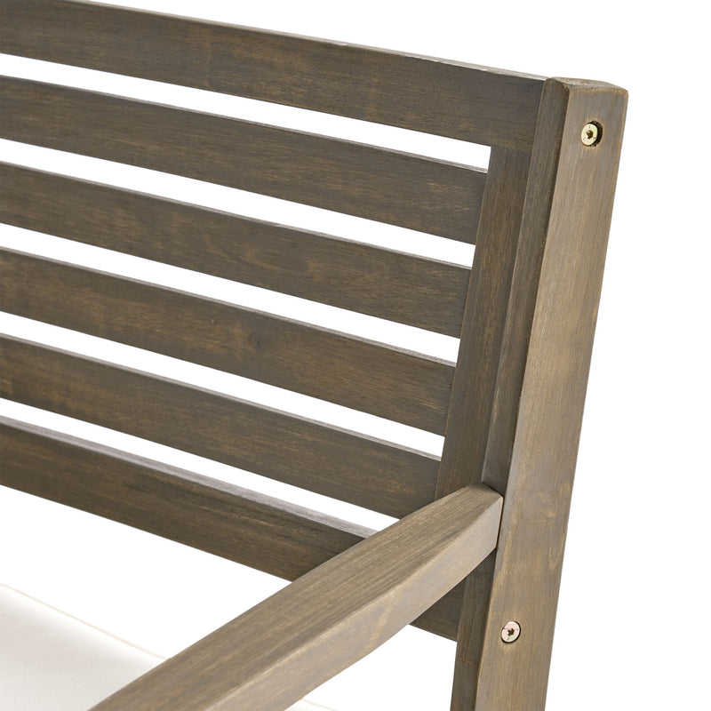 Helen - Outdoor Acacia Wood Dining Chair (Set of 2) - Gray / Creme