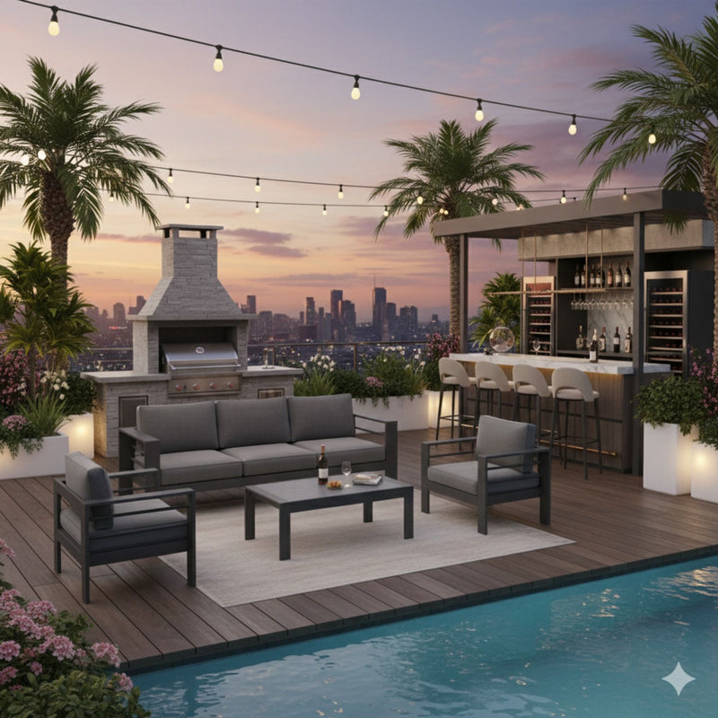 Outdoor Patio Set, All-Weather & Thick Cushions