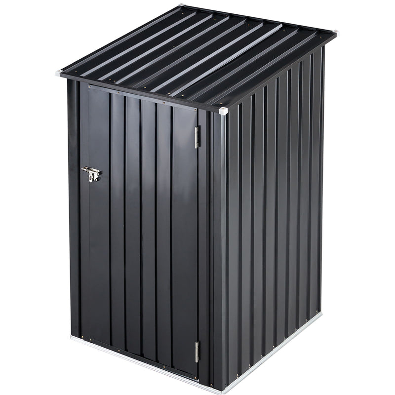 Outdoor Storage Shed, Metal Steel Garden Shed With Single Lockable Door, Small Shed Outdoor Steel Utility Tool Shed For Backyard Patio Garden Lawn - Dark Gray