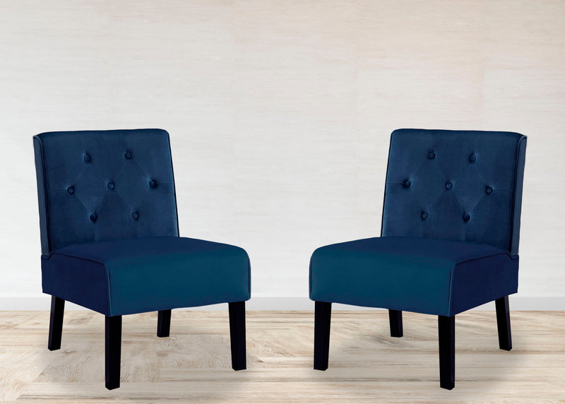 Reese - Living Room Armless Button Tufted Pattern Accent Chair (Set of 2)