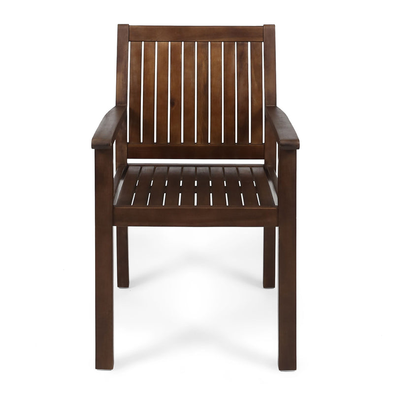 Wilson - Rustic Dining Chair Acacia Wood With Slat Panel Design (Set of 2) - Dark Brown