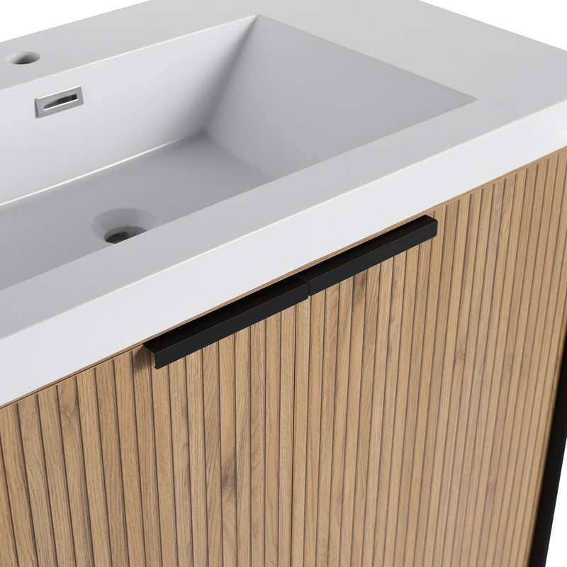 Modern Freestanding Bathroom Vanity With Resin Sink & Soft Close Cabinet Doors