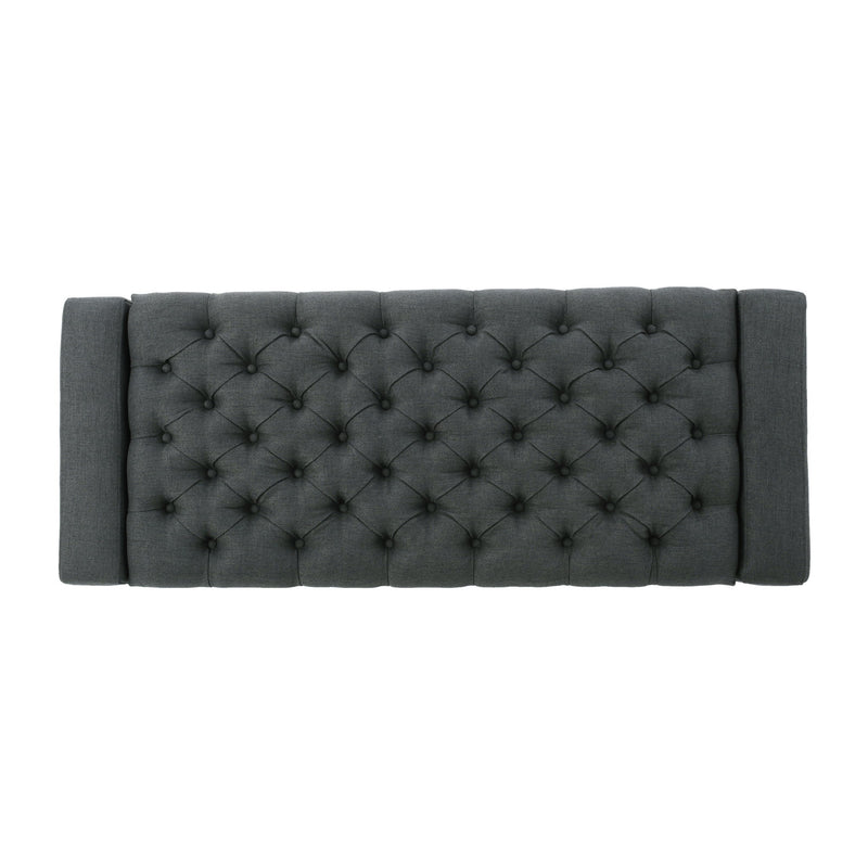 Contemporary Storage Ottoman With Tufted Top - Dark Gray