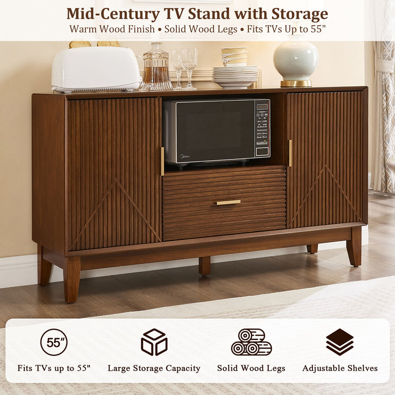 TV Stand With Drawer And Cabinets - Brown