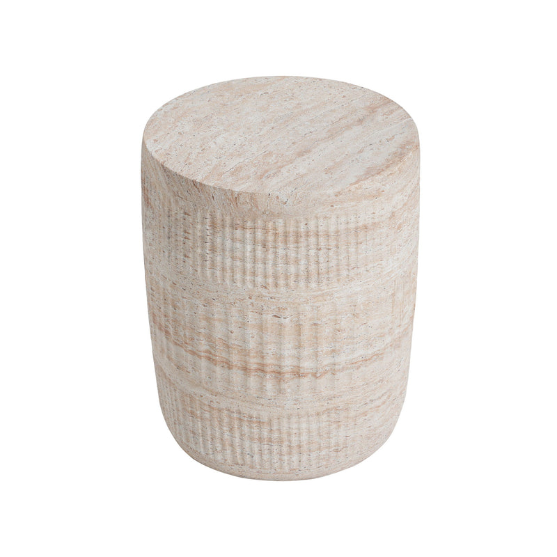 Stylish Outdoor / Indoor Lightweight Concrete Side Table With Travertine - Beige