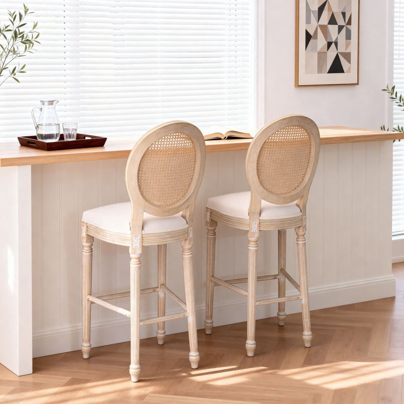 French Country Bar Chairs With Round Back (Set of 2)
