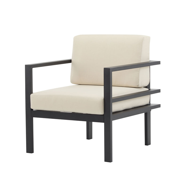 Modern Outdoor Lounge Chair With Aluminum Frame And Weather Resistant Cushions