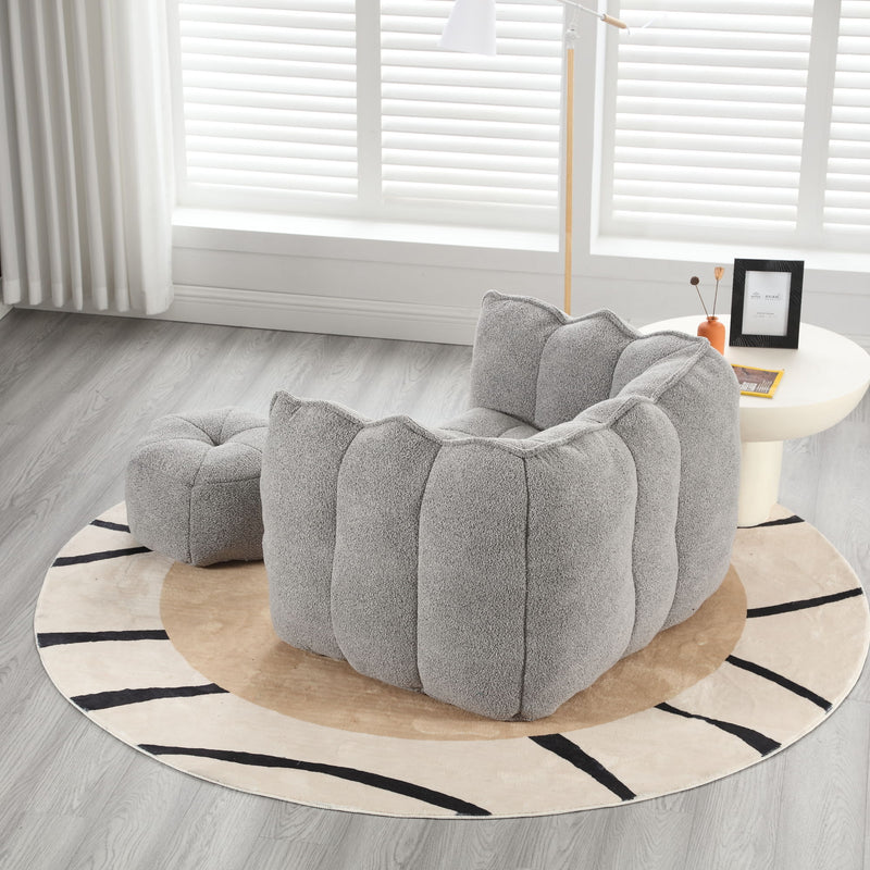 Soft Bean Bag Chair With High Resilient Foam (Chips) - Gray