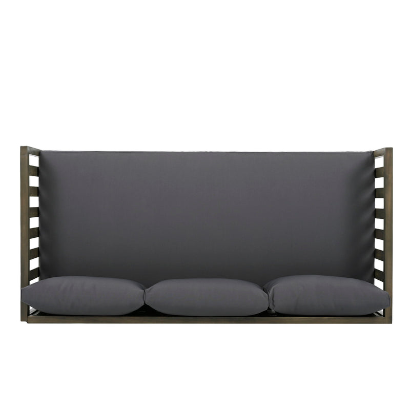 Claremont - 3 Seater Daybed With Slat Paneling And Water Resistant Cushions - Gray