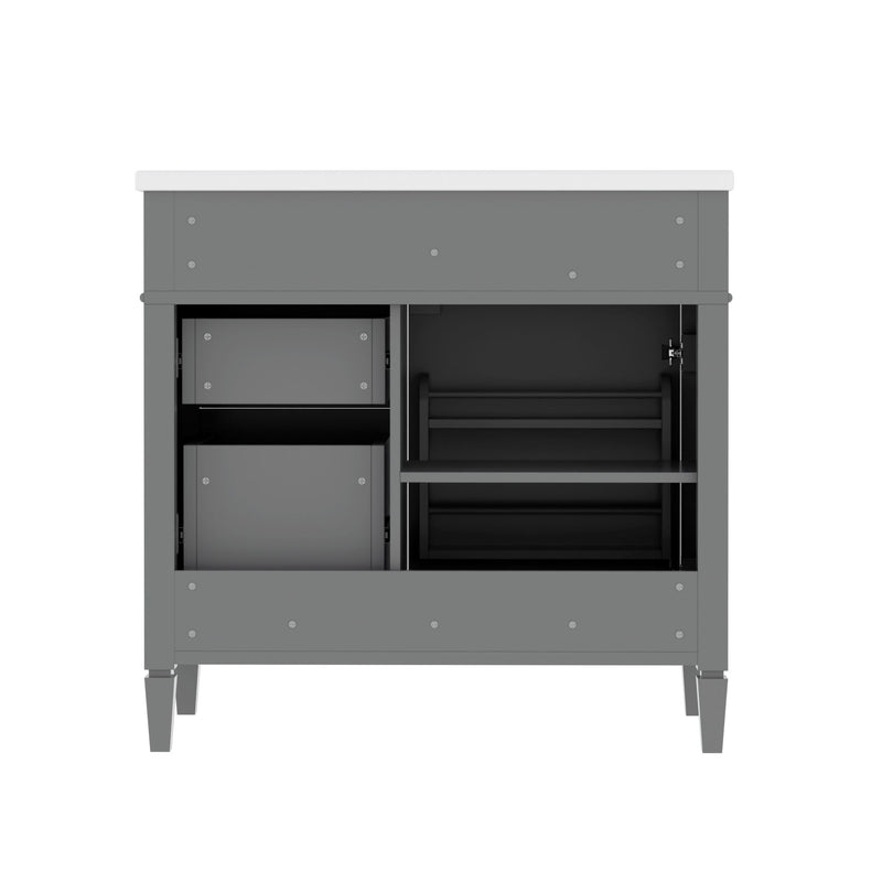 Bathroom Vanity With Top Sink, 2 Drawers, Tip Out Drawer