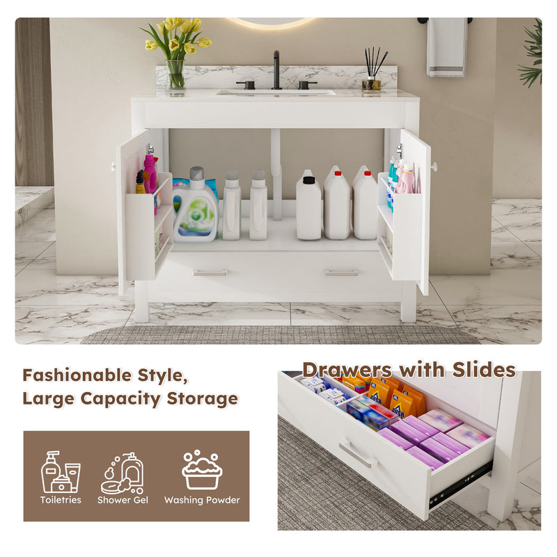 43" Bathroom Vanity Multi Functional Cabinet - White