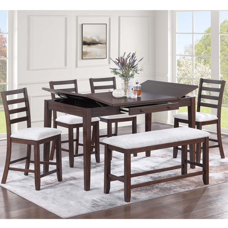 Counter Height Dining Table With Lift Top Storage And Front Drawer - Walnut
