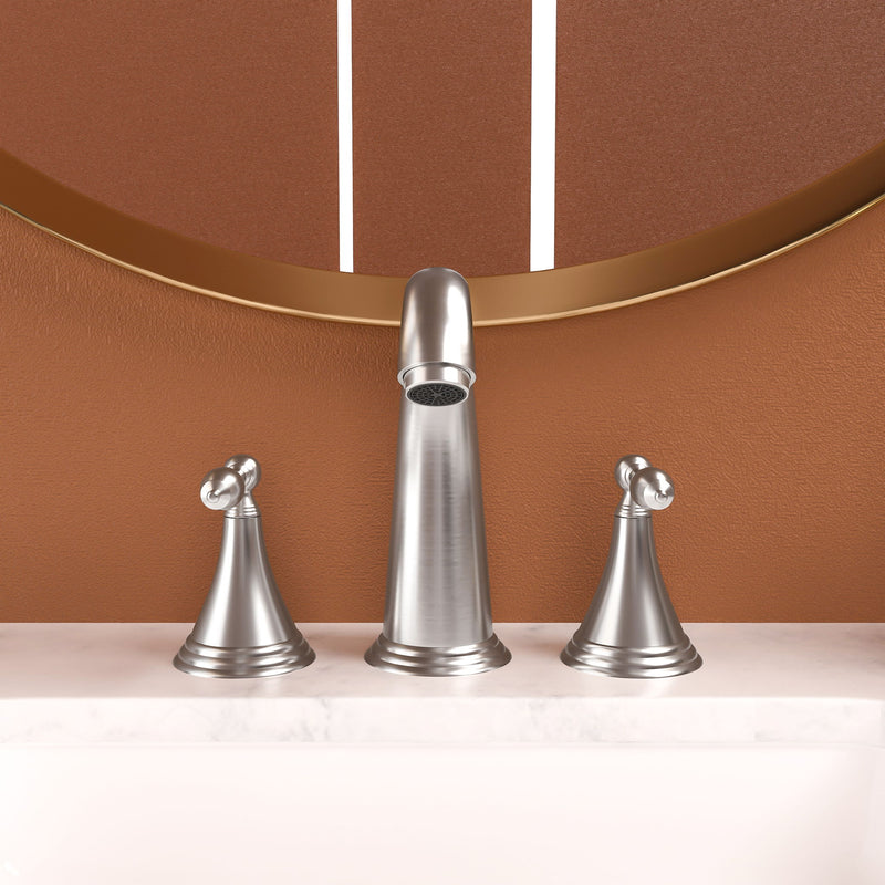 Elegant 2 Handle Widespread Bathroom Faucet With Pop Up Drain And Water Supply Lines