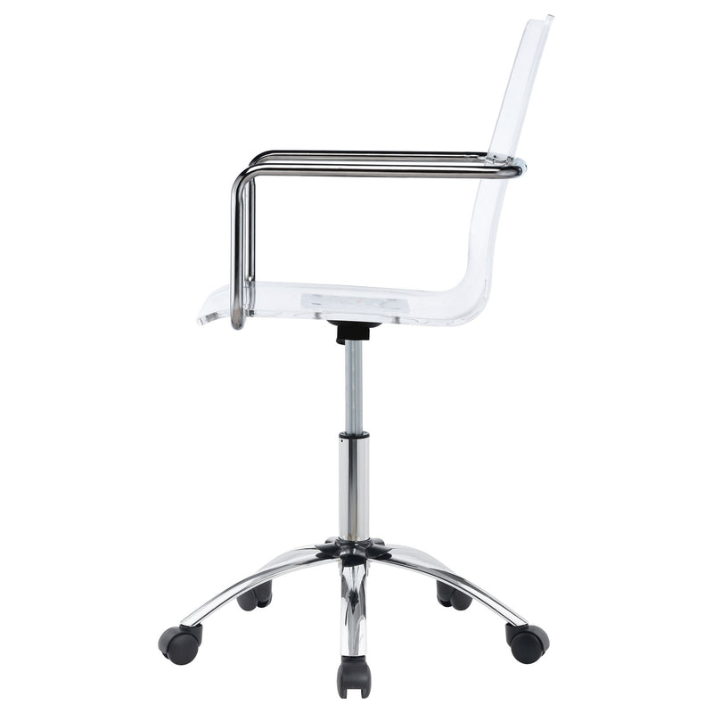 Clear Office Chair With Caster Wheels Futuristic Design, Adjustable Height - Clear