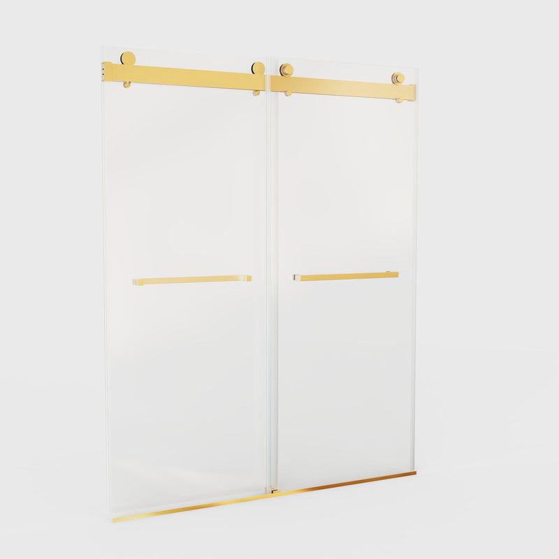 Frameless Double Sliding Soft-Close Shower Door, 3 / 8" (10Mm) Thick SGCC Tempered Glass Door, Matte