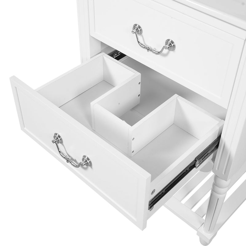 Wave Design Bathroom Vanity With Sink, 2 Drawers And Open Shelf