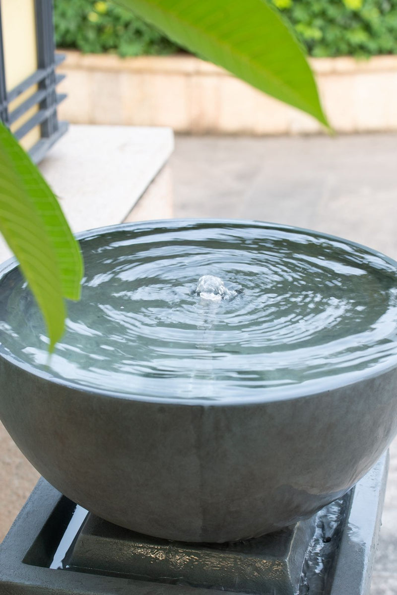 Zen Bowl Water Fountain, Outdoor Bird Feeder / Bath Fountains, Relaxing Water Feature For Garden